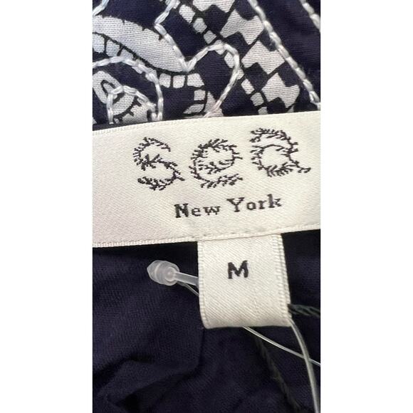 SEA New York Theodora Blue Paisley Quilted Cropped Jacket Size M Wool Blend - Picture 4 of 9